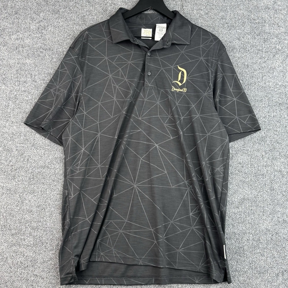 Disney Disneyland D70 Polo Shirt Mens L Black Geometric 70th Anniversary RARE
